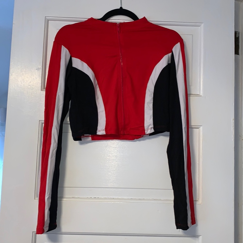 Large SWS active crop sexy zipup zip up top